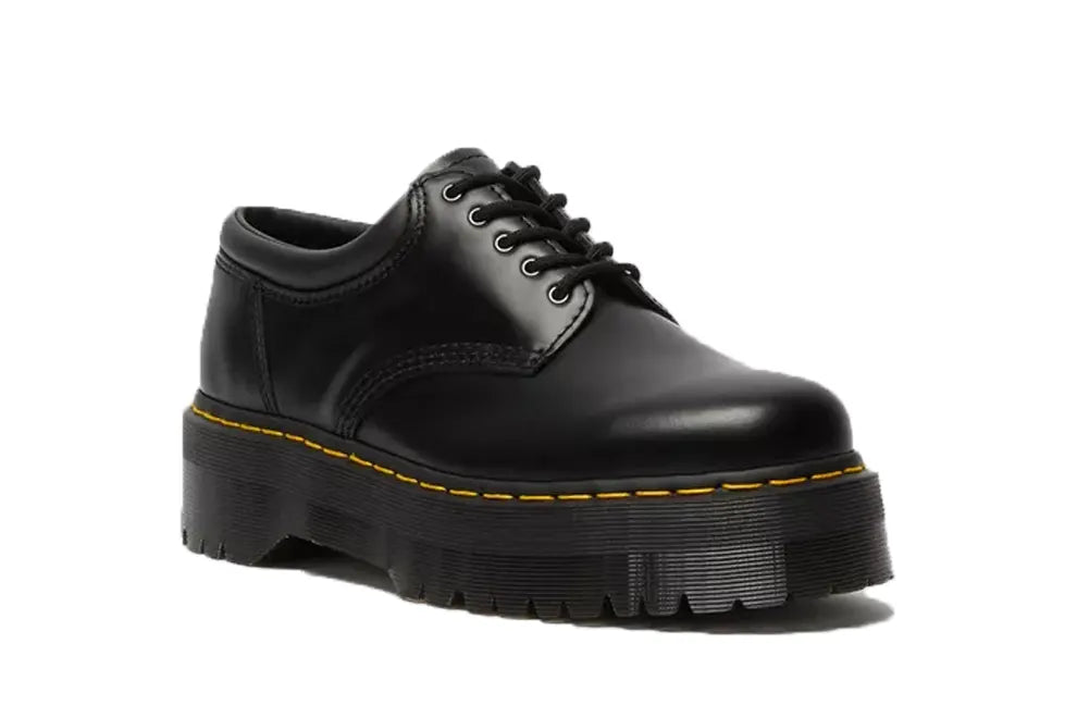 8053 Black Leather Platform Casual Shoes
