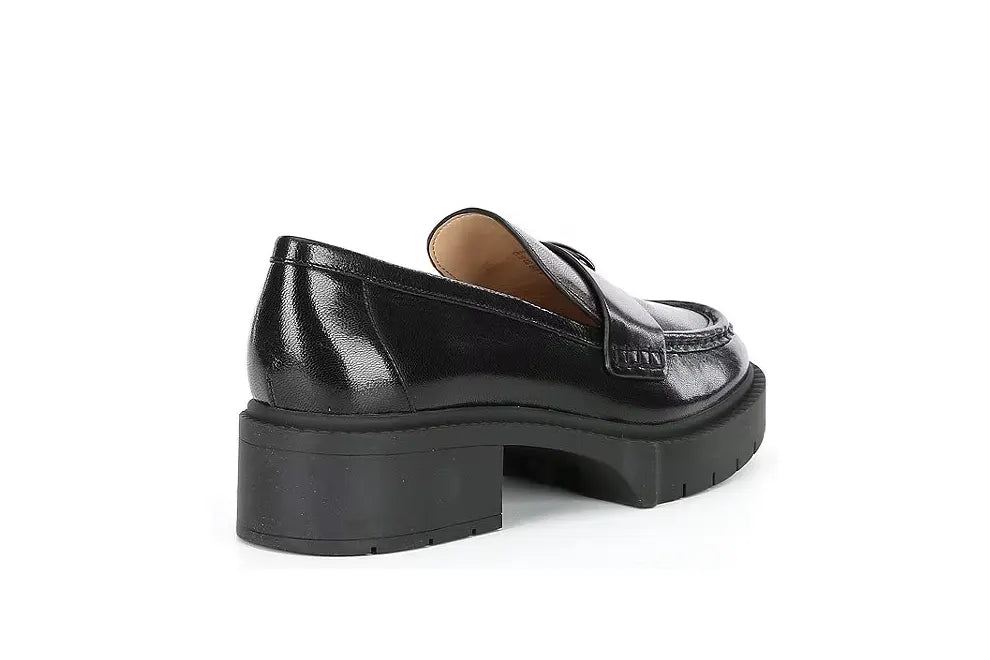 COACH Leah Leather Lug Sole Block Heel Loafers