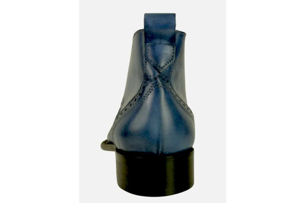 Chaka Mens Blue Leather Boots
