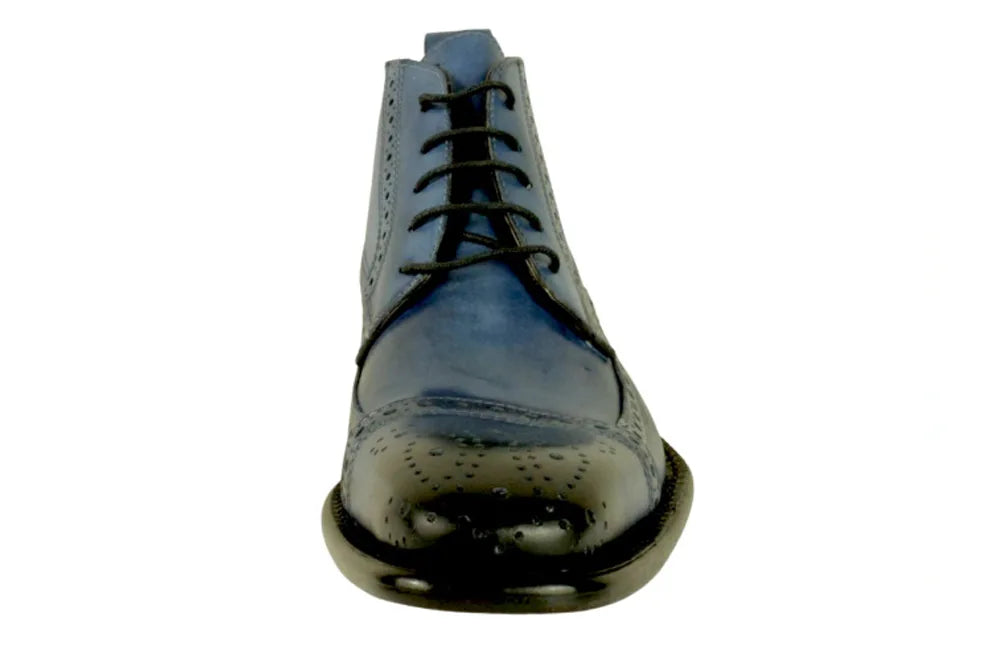 Chaka Mens Blue Leather Boots