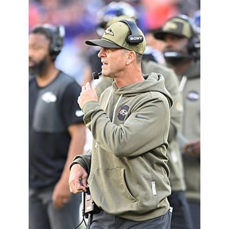 John Harbaugh Baltimore Ravens 2025 Salute to Service Hoodie
