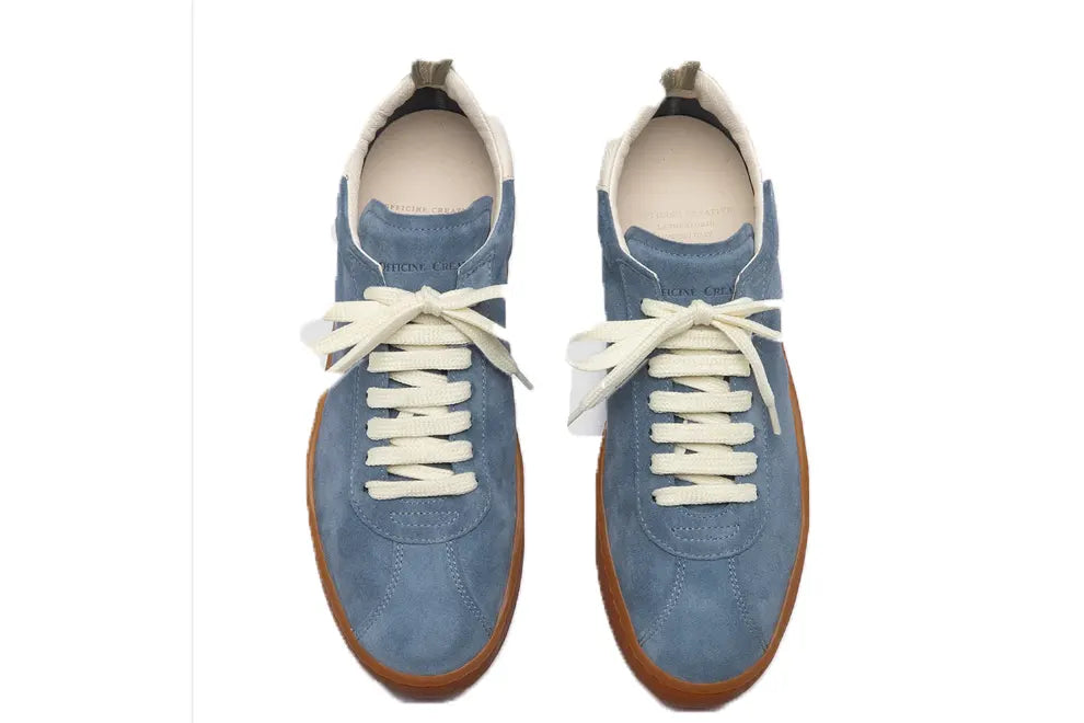 DESTINY 101 Blue Leather and Suede Low Top Sneakers