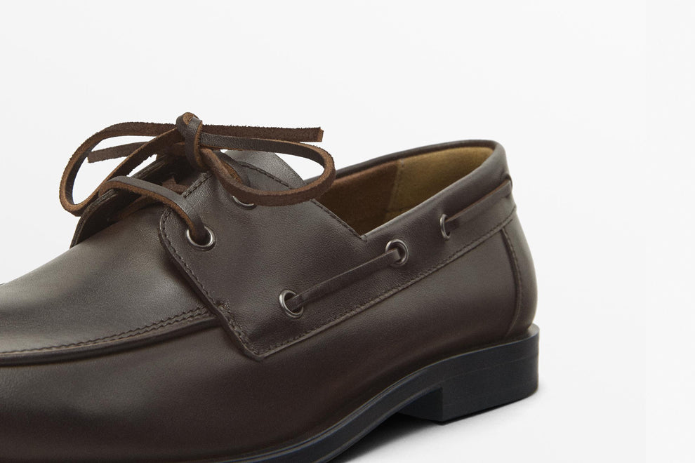 Men Brown Leather Deck Shoes