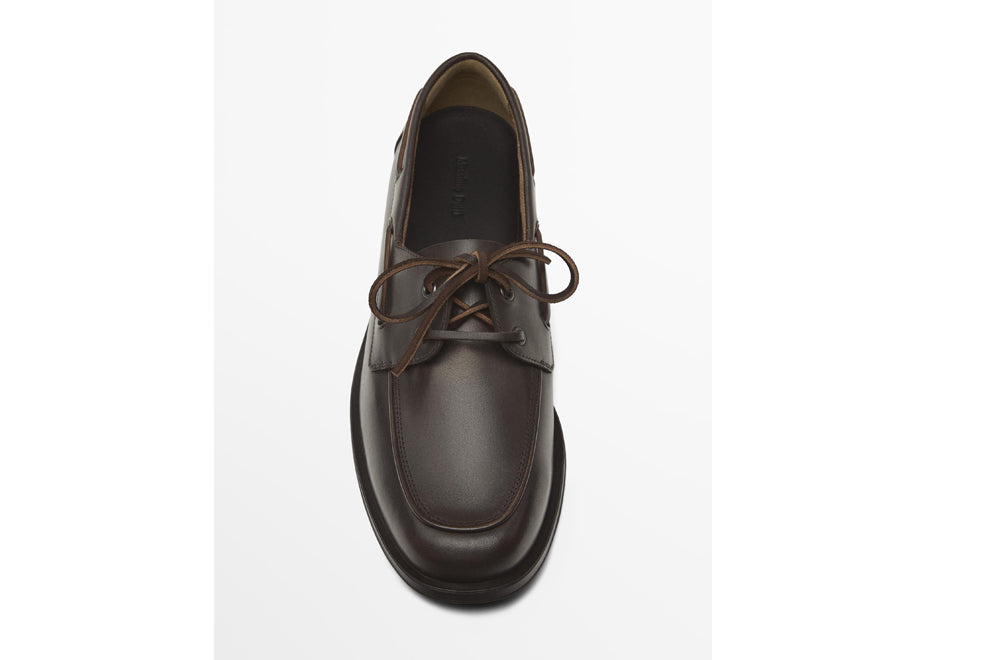 Men Brown Leather Deck Shoes