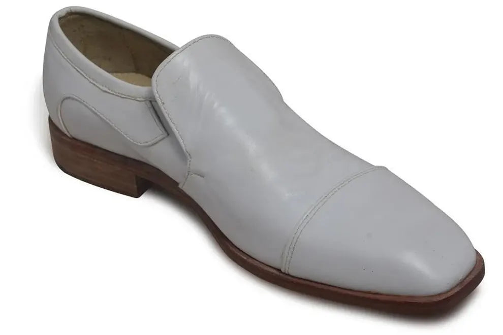 Men White Slip-On Genuine Leather Shoes