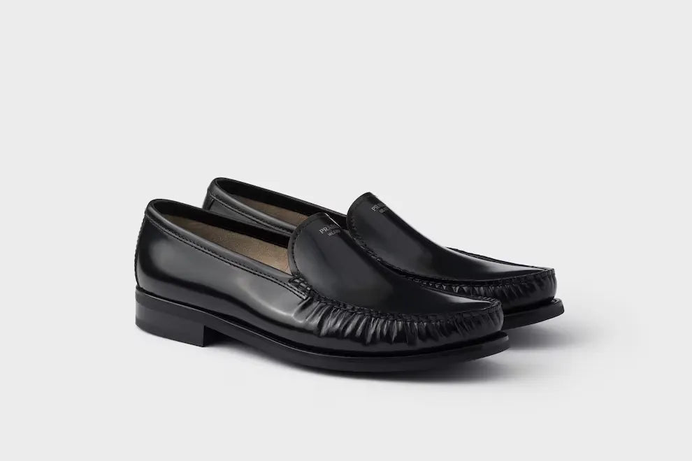Mens Prada Brushed Leather Loafers