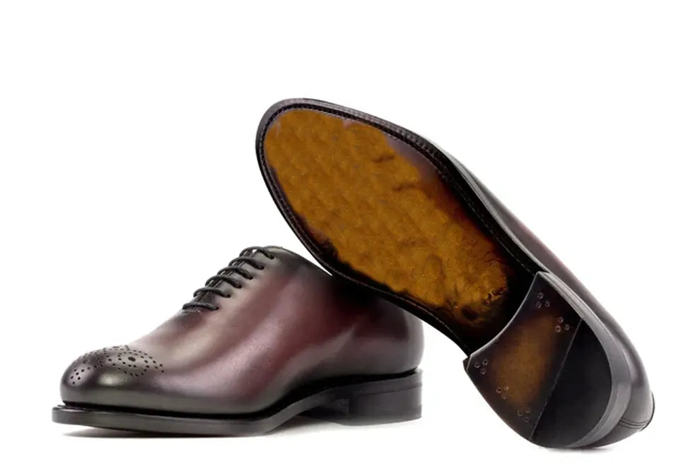 Men's Burgundy Leather Wholecut Oxfords