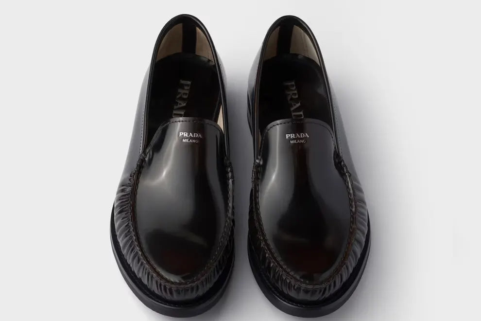 Mens Prada Brushed Leather Loafers