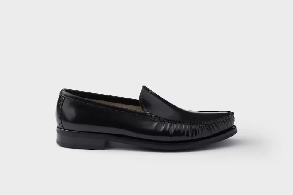 Mens Prada Brushed Leather Loafers