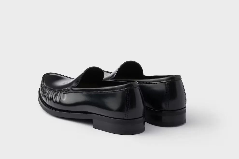 Mens Prada Brushed Leather Loafers