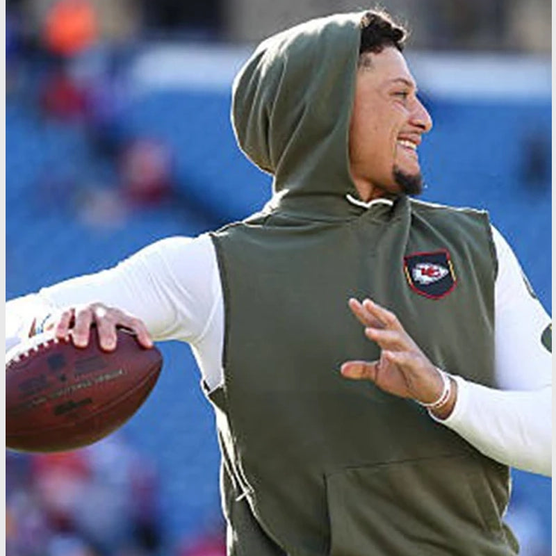 Patrick Mahomes Chiefs 2025 Salute to Service Sleeveless Hoodie