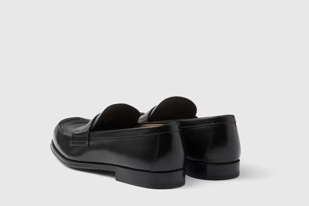 Prada Brushed Black Leather Loafers