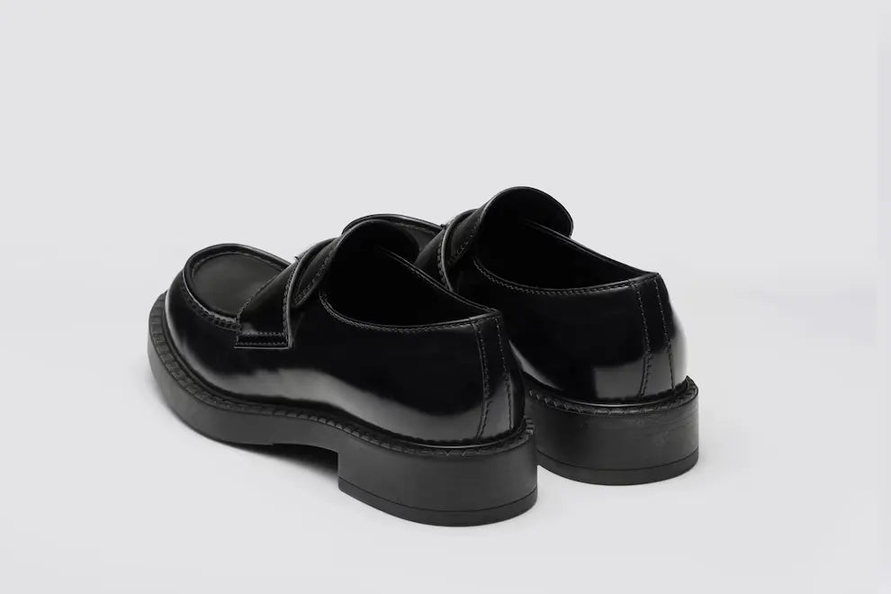 Prada Chocolate Brushed Leather Loafers