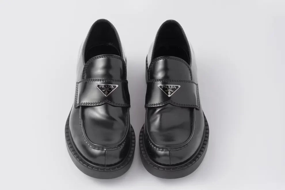 Prada Chocolate Brushed Leather Loafers