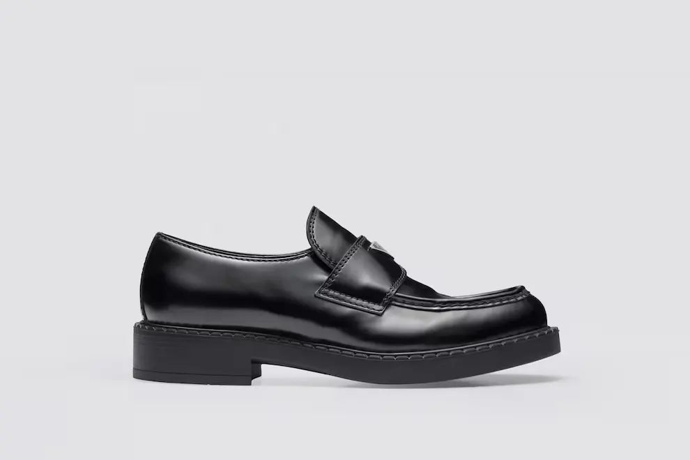 Prada Chocolate Brushed Leather Loafers