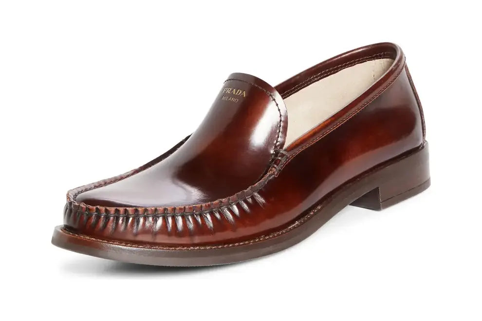 Prada Moc Toe Leather Loafer