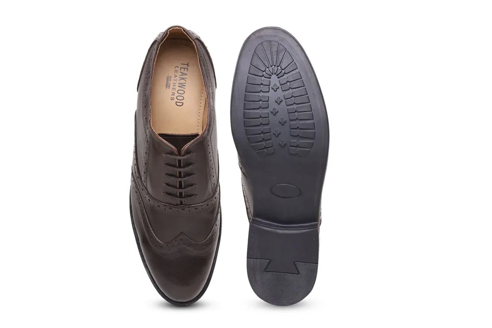 Teakwood Genuine Leather Brown Oxford Shoes