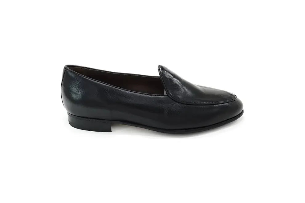 Berwick 1707 Classic Belgian Loafer Black Deerskin