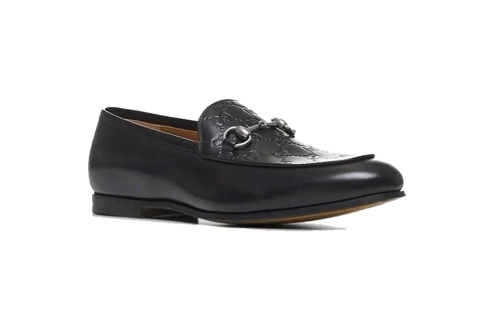 Black Leather Horsebit Loafers Mens