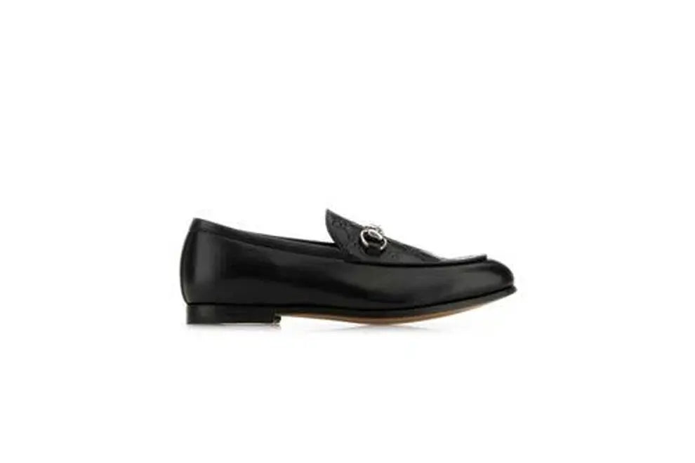 Black Leather Horsebit Loafers Mens