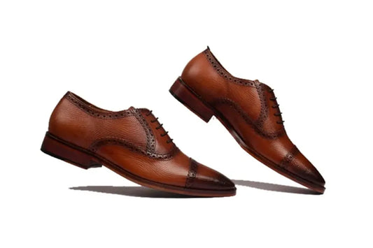 Wingtip Captoe Classy Brown Italian Leather Shoes