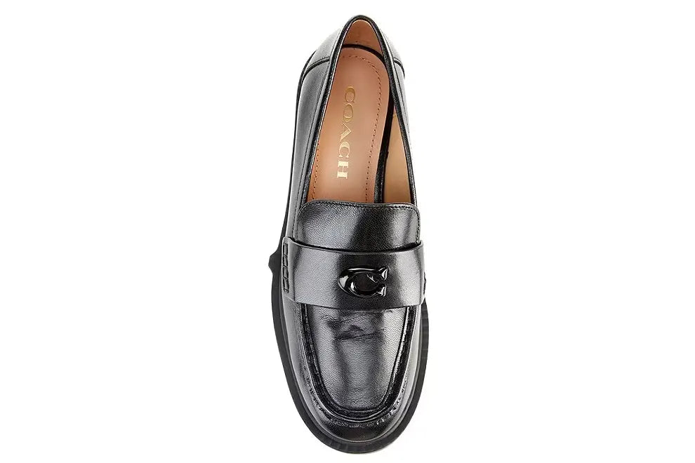 COACH Leah Leather Lug Sole Block Heel Loafers