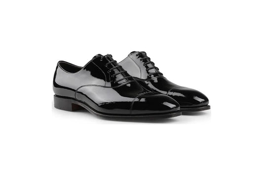 Carmina Black Rain Patent Leather Oxford Shoes