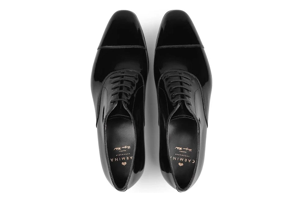 Carmina Black Rain Patent Leather Oxford Shoes