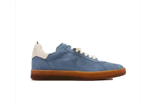 DESTINY 101 Blue Leather and Suede Low Top Sneakers