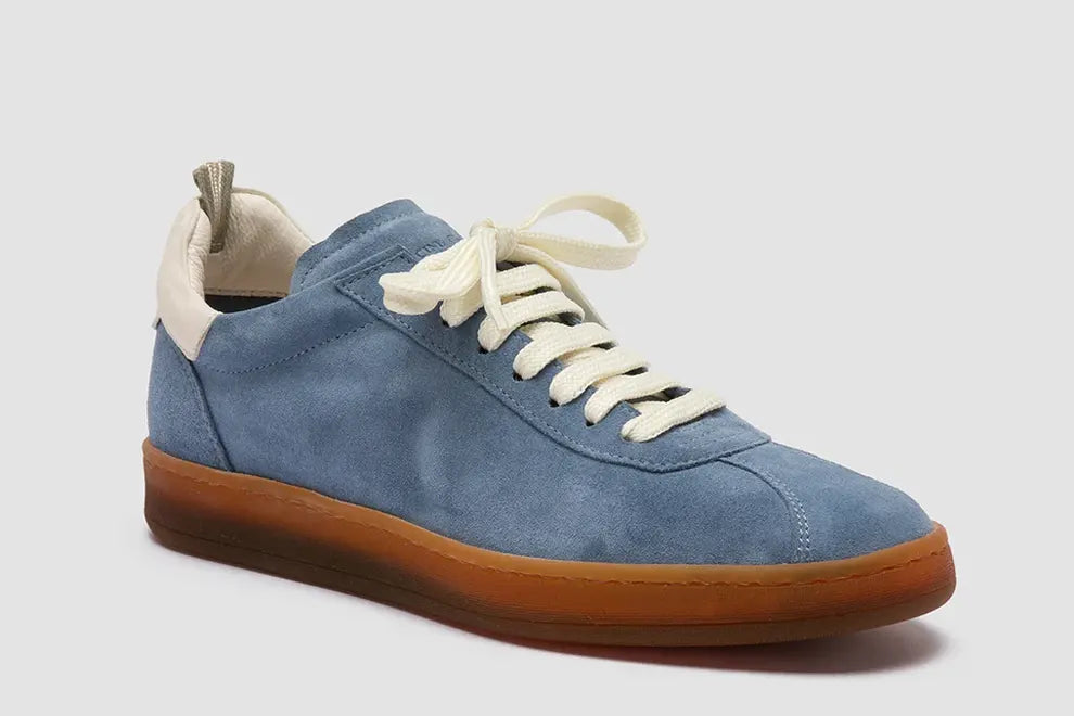 DESTINY 101 Blue Leather and Suede Low Top Sneakers
