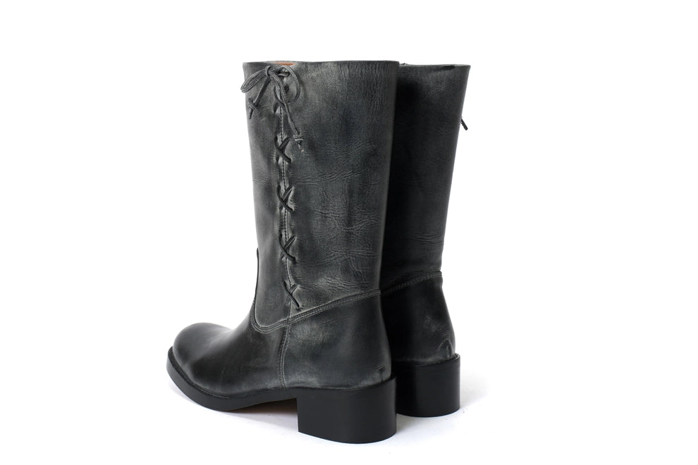Dico Julia Gaucho Laces Escovado Leather Black Boot