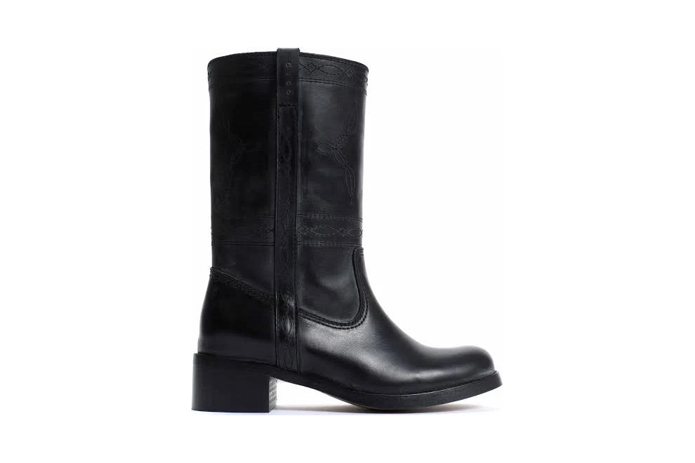 Dico Julia Western stitch Escovado Black Leather Shoes