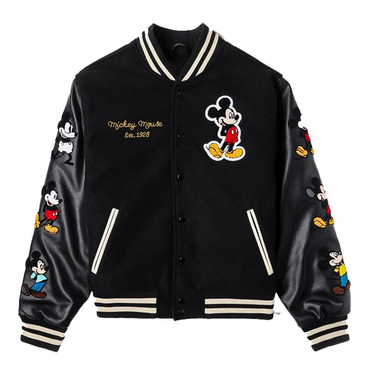 Disney Shoe Palace Mickey and Friends Icon Black Varsity Jacket