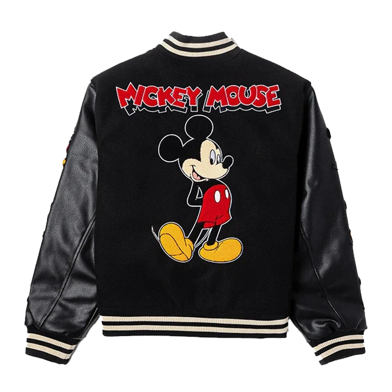 Disney Shoe Palace Mickey and Friends Icon Black Varsity Jacket