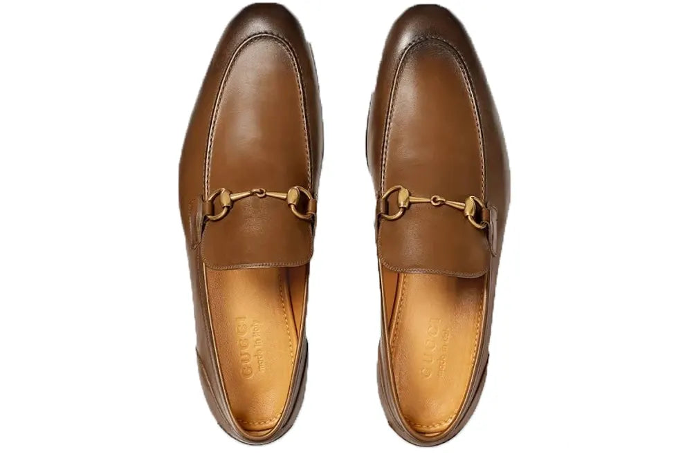 Gucci Men's Jordaan Brown Leather Loafers