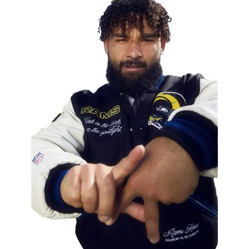 Kyren Williams Shoe Palace Nike LA Rams Rivalries Varsity Jacket