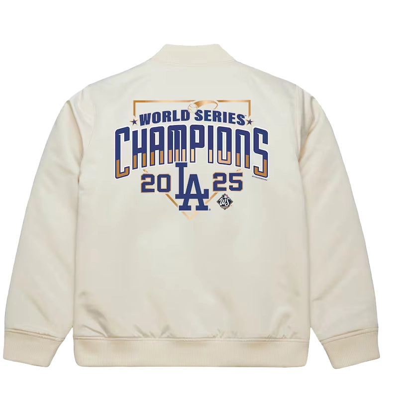 Los Angeles Dodgers Cream 2025 World Series Champions Bomber Jacket