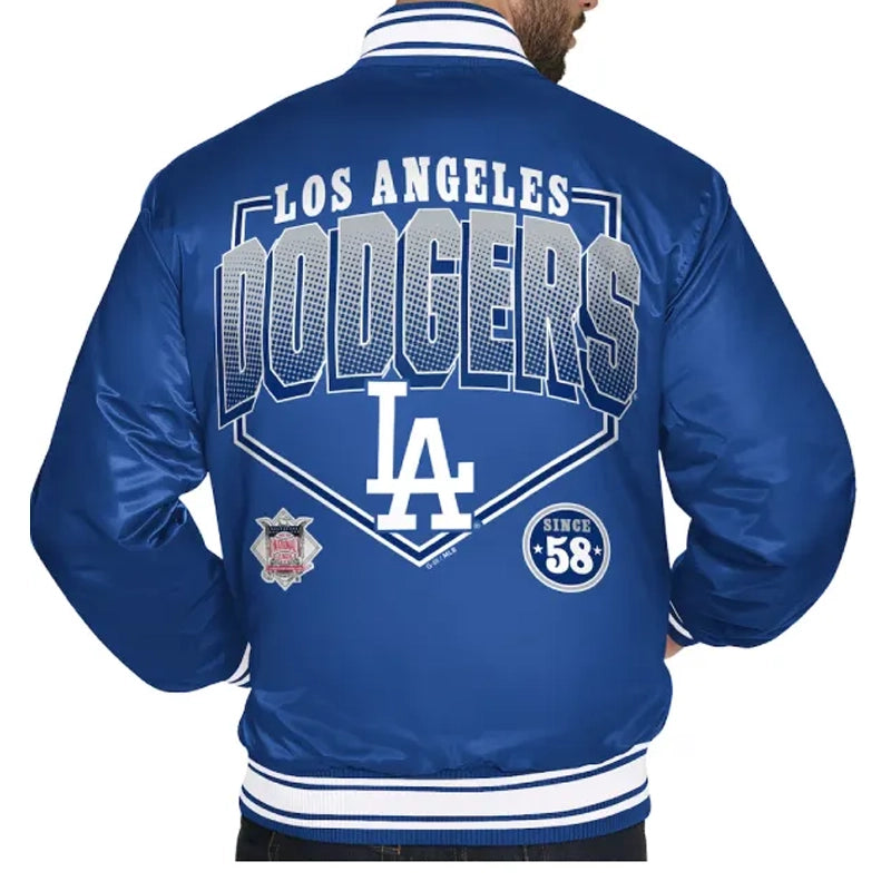 Los Angeles Dodgers Starter Home Plate Printed Satin Varsity Jacket