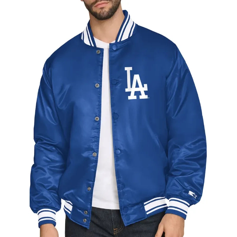 Los Angeles Dodgers Starter Home Plate Printed Satin Varsity Jacket