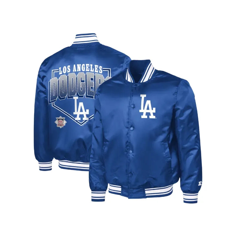 Los Angeles Dodgers Starter Home Plate Printed Satin Varsity Jacket