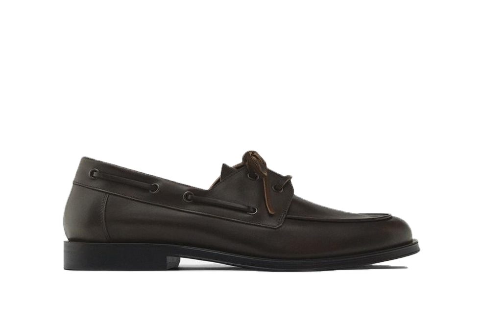 Men Brown Leather Deck Shoes
