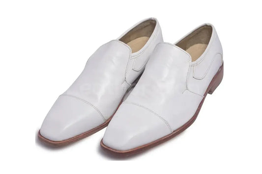 Men White Slip-On Genuine Leather Shoes