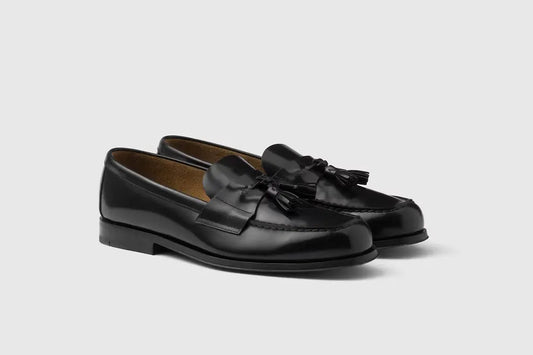 Mens Black Brushed Leather Loafers PRADA