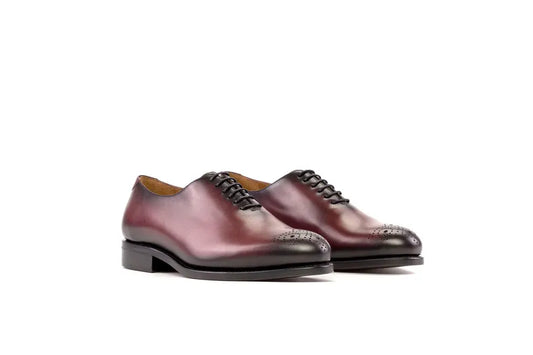 Men's Burgundy Leather Wholecut Oxfords