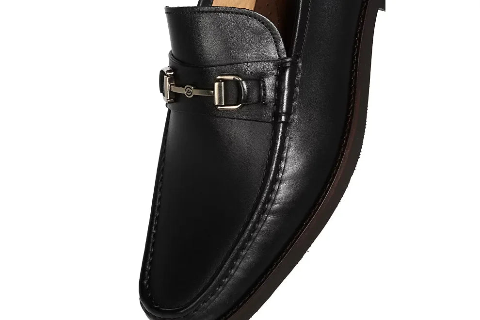 Men's Leather Bit Loafers In Black