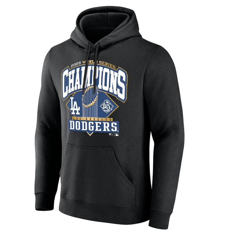 Los Angeles Dodgers Black 2025 World Series Champions Custom Name & Number Hoodie
