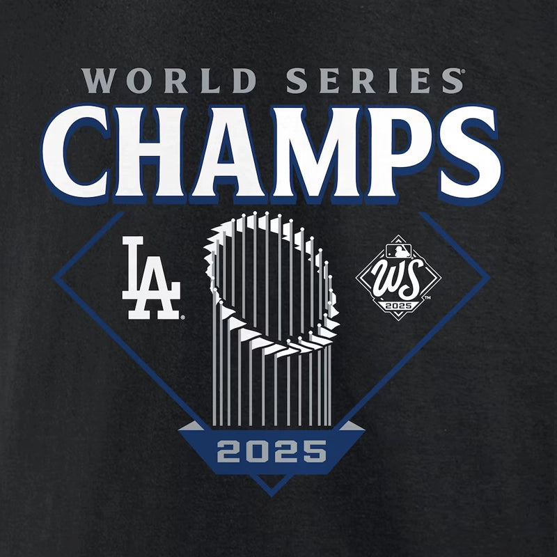 Los Angeles Dodgers Black 2025 World Series Champions Custom Name & Number Hoodie