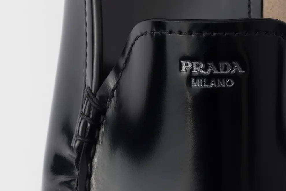 Mens Prada Brushed Leather Loafers