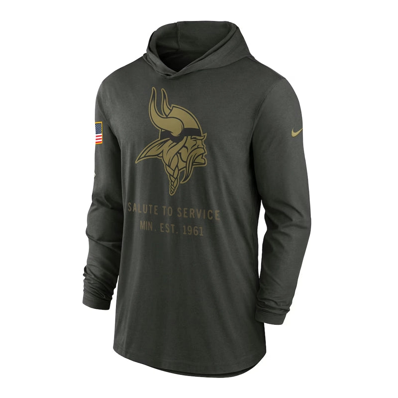 Minnesota Vikings Nike Forest Green 2025 Salute to Service Sideline Dri-FIT Hoodie