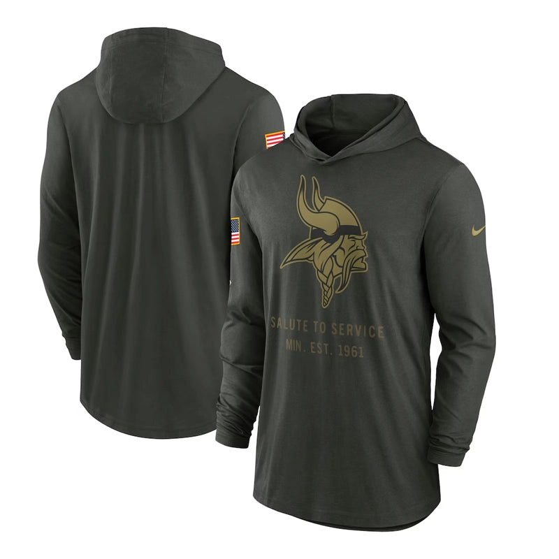 Minnesota Vikings Nike Forest Green 2025 Salute to Service Sideline Dri-FIT Hoodie